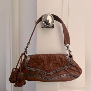 Junior Drake Brown Leather Purse with tassels.